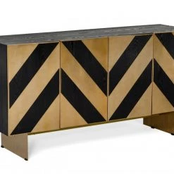 VIG Modrest Perret - Glam Black Ash & Brushed Brass Modern Buffet Living Room