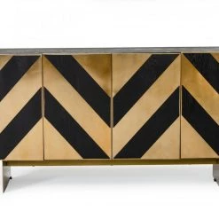 VIG Modrest Perret - Glam Black Ash & Brushed Brass Modern Buffet Living Room
