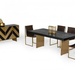 VIG Modrest Perret - Glam Black Ash & Brushed Brass Modern Buffet Living Room