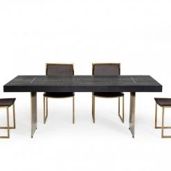 VIG Modrest Perret - Glam Black Ash & Brushed Brass Dining Table Dining Room