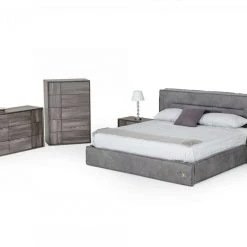 VIG Coronelli Collezioni Hollywood - Eastern King Italian Contemporary Grey Leather Bed