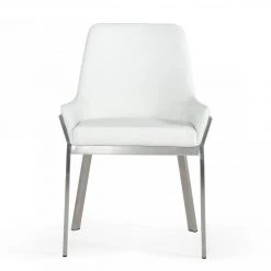 VIG Modrest Ganon - Modern White & Brushed Stainless Steel Dining Chair Dining Room