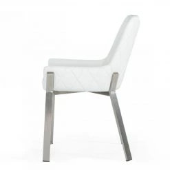 VIG Modrest Ganon - Modern White & Brushed Stainless Steel Dining Chair Dining Room