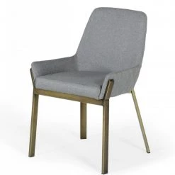 VIG Modrest Ganon - Modern Grey & Antique Brass Dining Chair