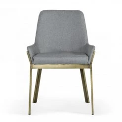 VIG Modrest Ganon - Modern Grey & Antique Brass Dining Chair