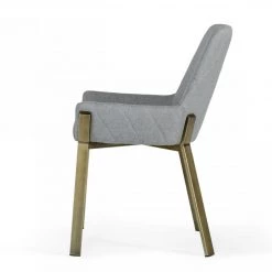 VIG Modrest Ganon - Modern Grey & Antique Brass Dining Chair