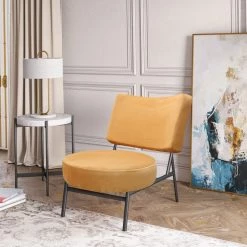 VIG Living Room Modrest Sami - Modern Orange Velvet Accent Chair