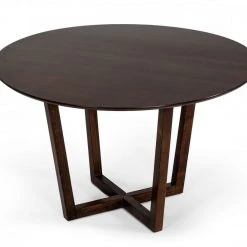 VIG Dining Room Modrest Legacy - Modern Round Solid Walnut Beechwood Dining Table