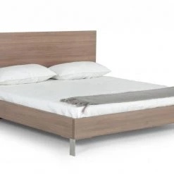 VIG Nova Domus Boston - Modern Light Oak & Brushed Stainless Steel Bed Beds & Headboards