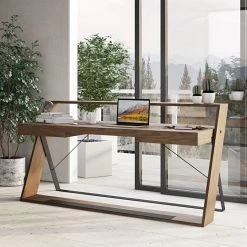 VIG Modrest Carrie - Modern Walnut & Black Office Desk