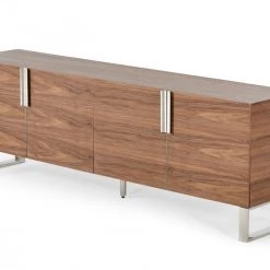 VIG Modrest Gilroy - Modern Walnut & Stainless Steel Buffet Living Room