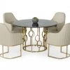 VIG Modrest Filbert - Modern Smoked Glass & Champagne Gold Dining Table Dining Room