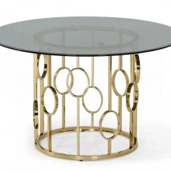 VIG Modrest Filbert - Modern Smoked Glass & Champagne Gold Dining Table Dining Room