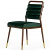 VIG Modrest Biscay - Modern Dark Green & Walnut Steel Dining Chair Dining Room