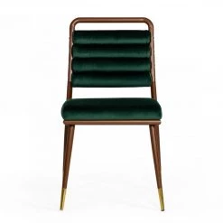 VIG Modrest Biscay - Modern Dark Green & Walnut Steel Dining Chair Dining Room