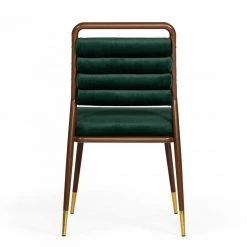 VIG Modrest Biscay - Modern Dark Green & Walnut Steel Dining Chair Dining Room