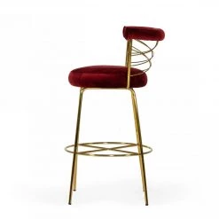 VIG Modrest Dakin Modern Glam Red & Gold Barstool By Hollywood Glam Dining Room