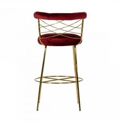 VIG Modrest Dakin Modern Glam Red & Gold Barstool By Hollywood Glam Dining Room