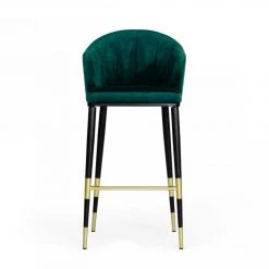VIG Dining Room Modrest Adak Modern Glam Green With Black & Gold Barstool By Hollywood Glam