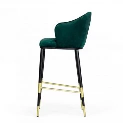 VIG Dining Room Modrest Adak Modern Glam Green With Black & Gold Barstool By Hollywood Glam