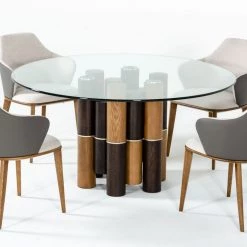 VIG Dining Room Modrest Greta - Modern Glass & Walnut Dining Table
