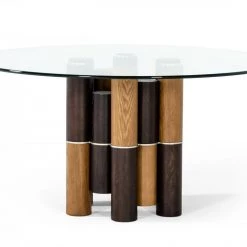 VIG Dining Room Modrest Greta - Modern Glass & Walnut Dining Table