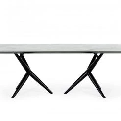VIG Dining Room Modrest Stetson - Modern White Ceramic & Smoked Ash Dining Table