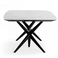 VIG Dining Room Modrest Stetson - Modern White Ceramic & Smoked Ash Dining Table