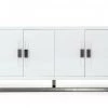 VIG Modrest Lenny - Modern White High Gloss & Stainless Steel Gun Metal Buffet