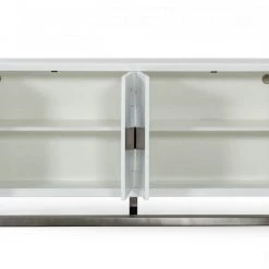 VIG Modrest Lenny - Modern White High Gloss & Stainless Steel Gun Metal Buffet