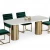 VIG Modrest Rocky - Glam White Marble & Brush Gold Dining Table