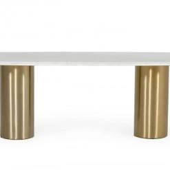 VIG Modrest Rocky - Glam White Marble & Brush Gold Dining Table