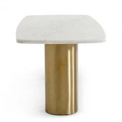 VIG Modrest Rocky - Glam White Marble & Brush Gold Dining Table