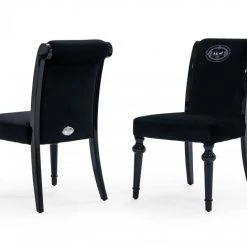 VIG A&X Fedore - Transitional Black Chenille Fabric Dining Chair (Set Of 2)