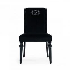 VIG A&X Fedore - Transitional Black Chenille Fabric Dining Chair (Set Of 2)