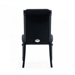 VIG A&X Fedore - Transitional Black Chenille Fabric Dining Chair (Set Of 2)