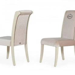 VIG A&X Whitby - Transitional Off White & Glossy Champagne Dining Chair (Set Of 2) Dining Room