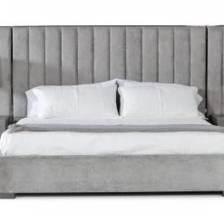 VIG Modrest Buckley - Modern Grey & Black Stainless Steel Bed W/ Nightstands