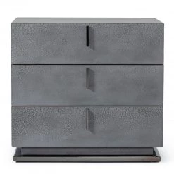 VIG Modrest Buckley - Modern Grey & Black Stainless Steel Bed W/ Nightstands