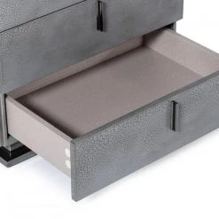 VIG Modrest Buckley - Modern Grey & Black Stainless Steel Bed W/ Nightstands