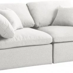 Meridian Furniture Living Room Serene 2 Piece Linen Fabric Modular Sofa