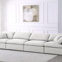 Meridian Furniture Serene 4 Piece Linen Fabric Modular Sofa