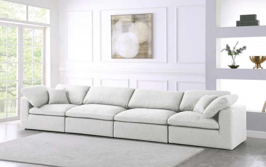 Meridian Furniture Serene 4 Piece Linen Fabric Modular Sofa