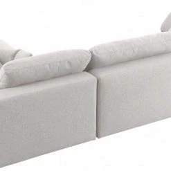 Meridian Furniture Serene 4 Piece Linen Deluxe Modular Overstuffed Reversible Sectional Living Room