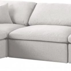 Meridian Furniture Serene 4 Piece Linen Deluxe Modular Overstuffed Reversible Sectional Living Room