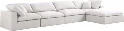 Meridian Furniture Serene 5 Piece Linen Deluxe Modular Overstuffed Reversible Sectional
