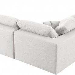 Meridian Furniture Serene 5 Piece Linen Deluxe Modular Overstuffed Sectional