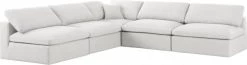 Meridian Furniture Serene 5 Piece Linen Deluxe Modular Overstuffed Sectional
