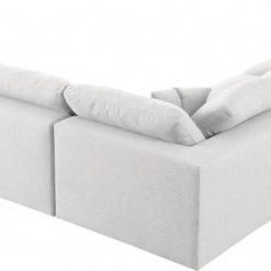 Meridian Furniture Serene 5 Piece Linen Deluxe Modular Overstuffed Sectional Living Room