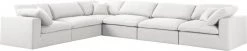 Meridian Furniture Serene 6 Piece Linen Deluxe Modular Overstuffed Reversible Sectional Living Room